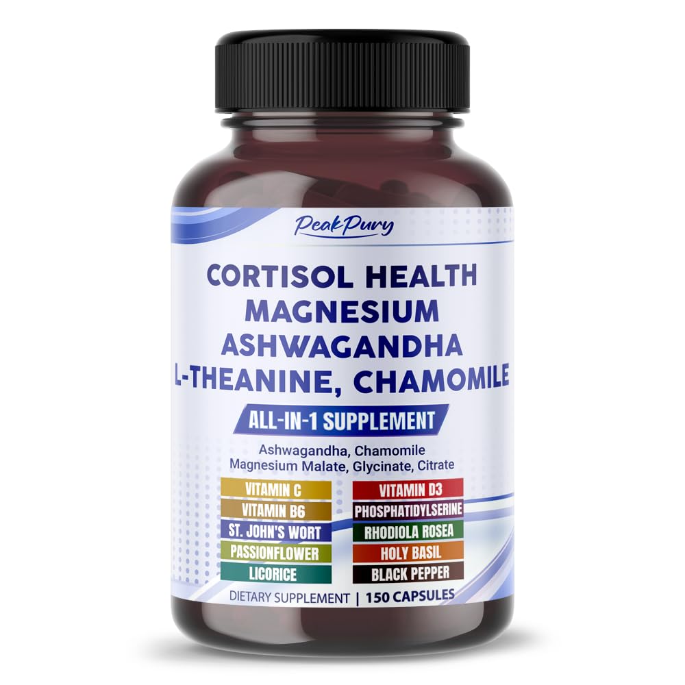 CORTISOL Gesundheit Ashwagandha Magnesium Chamomile L-Theanin - Made in USA