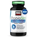 Force Factor ProbioSlim Akkermansia Prebiotics & Probiotics, with 1B AFUs Akkermansia Muciniphila, Prebiotics & Chromax Chromium, Support Lean Body Mass, Digestion & Gut Health, 60 Vegetable Capsules