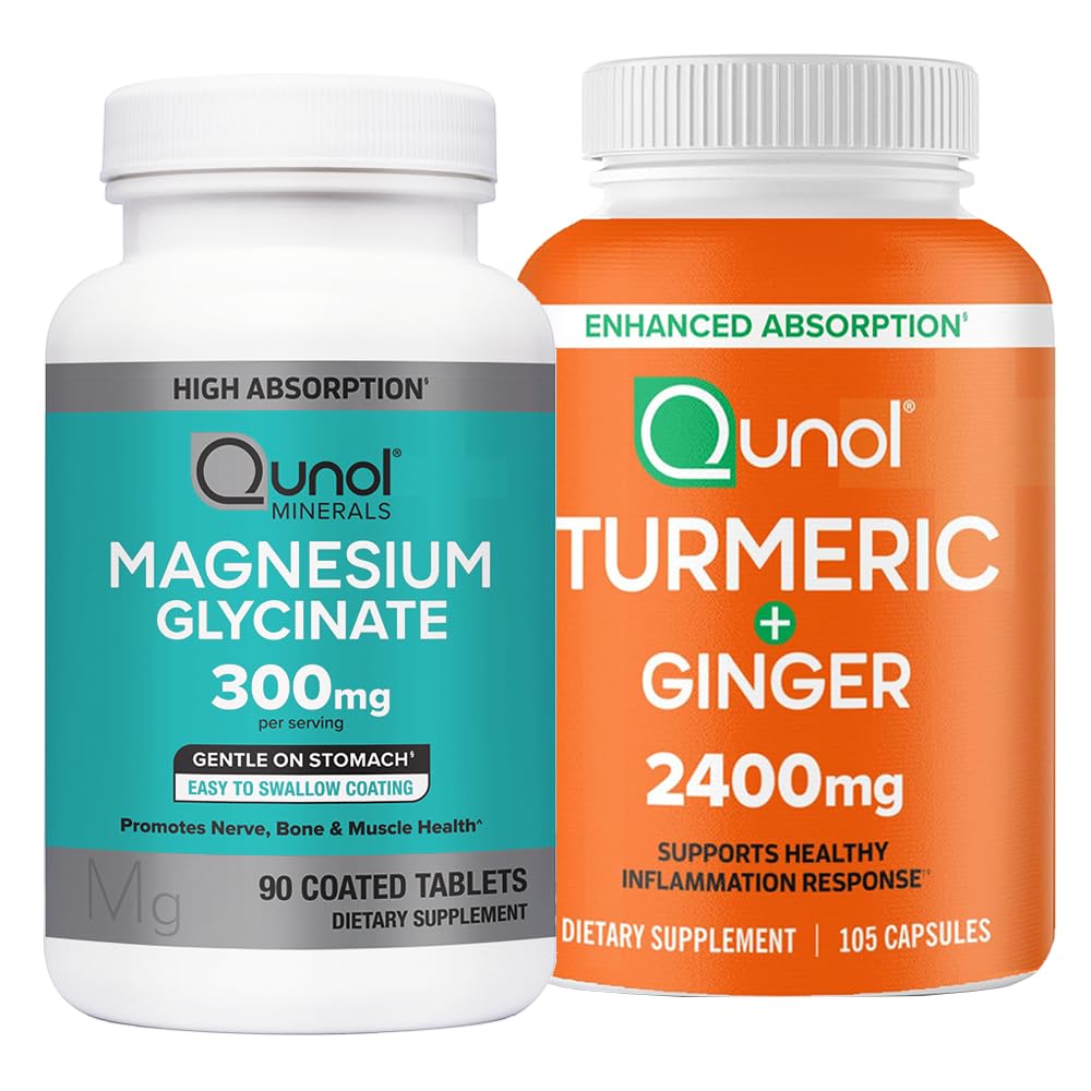 Magnesium & Turmeric: Magnesium Glycinate, 300mg, 90 Capsules & Turmeric Curcumin, 2400mg, 105 Capsules