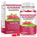 Magnesium Glycinate Gummies 120 Count - Sugar Free Magnesium Supplement - Supports for Sleep, Memory, Mood, Muscle, Relaxation, Heart & Bone Health