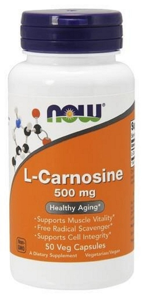 MAINTENANT Aliments suppléments, L-Carnosine (Beta-Alanyl-L-Histidine) 500 mg, Vieillissement en santé, 50 gélules