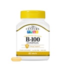 Comprimés à libération prolongée du complexe B-100 du 21e siècle, compte de 60 (paquet de 1), complexe de vitamine B à haute puissance pour système nerveux, soutien énergétique, comprend vitamine B1, B2, B6, biotine et calcium