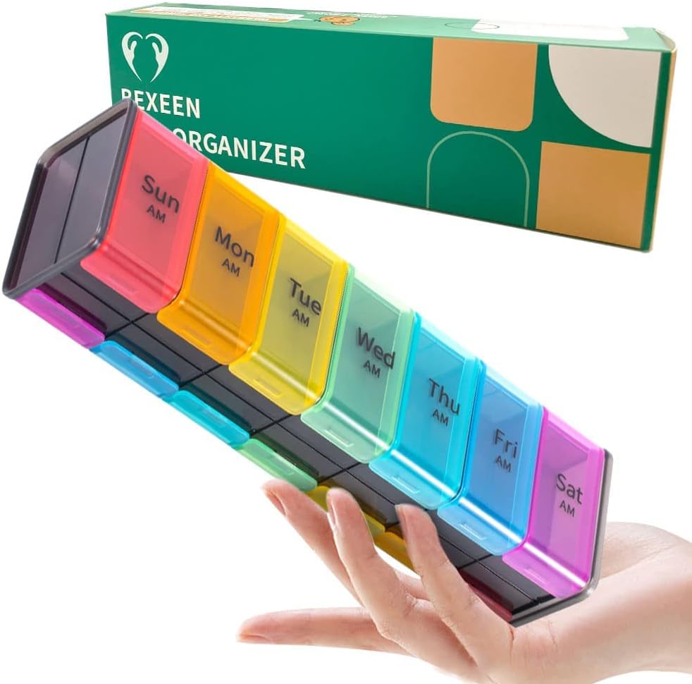 Extra große Pille Organizer- XXL Pille Box 7 Tage - Wöchentliche Pille Organizer mit AM PM Große Komponenten Große Pille Fall für Ergänzungen Jumbo Pille Halter für Vitamine Riesige Medizin Organizer 2 Mal pro Tag