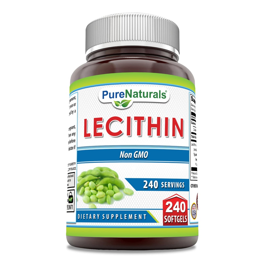 Pure Naturals Lecithin 1200 mg Softgels Supplement | High Potency | Non-GMO | Gluten Free (240 Count)