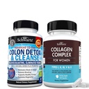 BioSchwartz 15 Tage Reinigung für Colon und Gut Health Plus hydrolysierte Collagen Peptid Kapseln (45 Tage Versorgung)