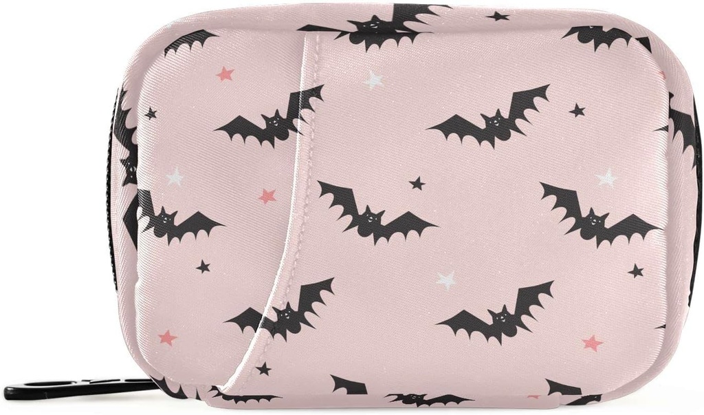 Halloween Bats Rosa Pille Box 7 Tage Pille Fall Reisen Pille Organizer Tasche mit Reißverschluss Tragbare Wöchentliche Vitamin Medizin Ergänzung Halter Tasche