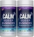 Natürliche Vitalität Schlafgummis, Magnesium-Ergänzung mit Melatonin und L-Theanin, vegan, glutenfrei, hilft dem Körper, in den Schlaf zu kommen, Blaubeergranat, 120 Zählung (Paket von 2)