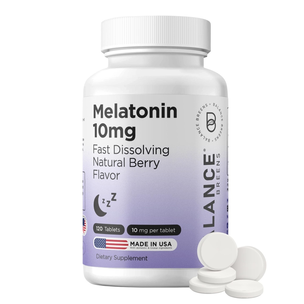 Balancebreens Melatonin 10mg Fast-Dissolve, 120 Tablets – Natural Sleep Aid for Restful Nights, Drug-Free Support for Relaxation and Tranquility