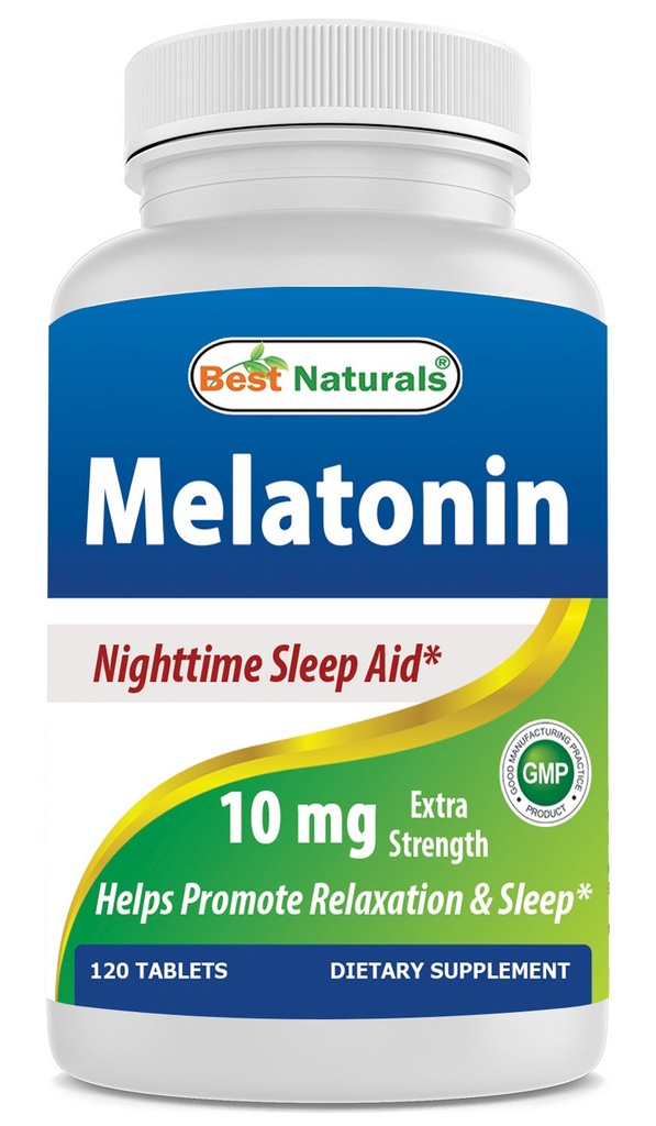 Best Naturals Melatonin 10mg (Nicht-GVO) Tabletten - Hilft, Entspannung und Schlaf zu fördern - 120 Zählen