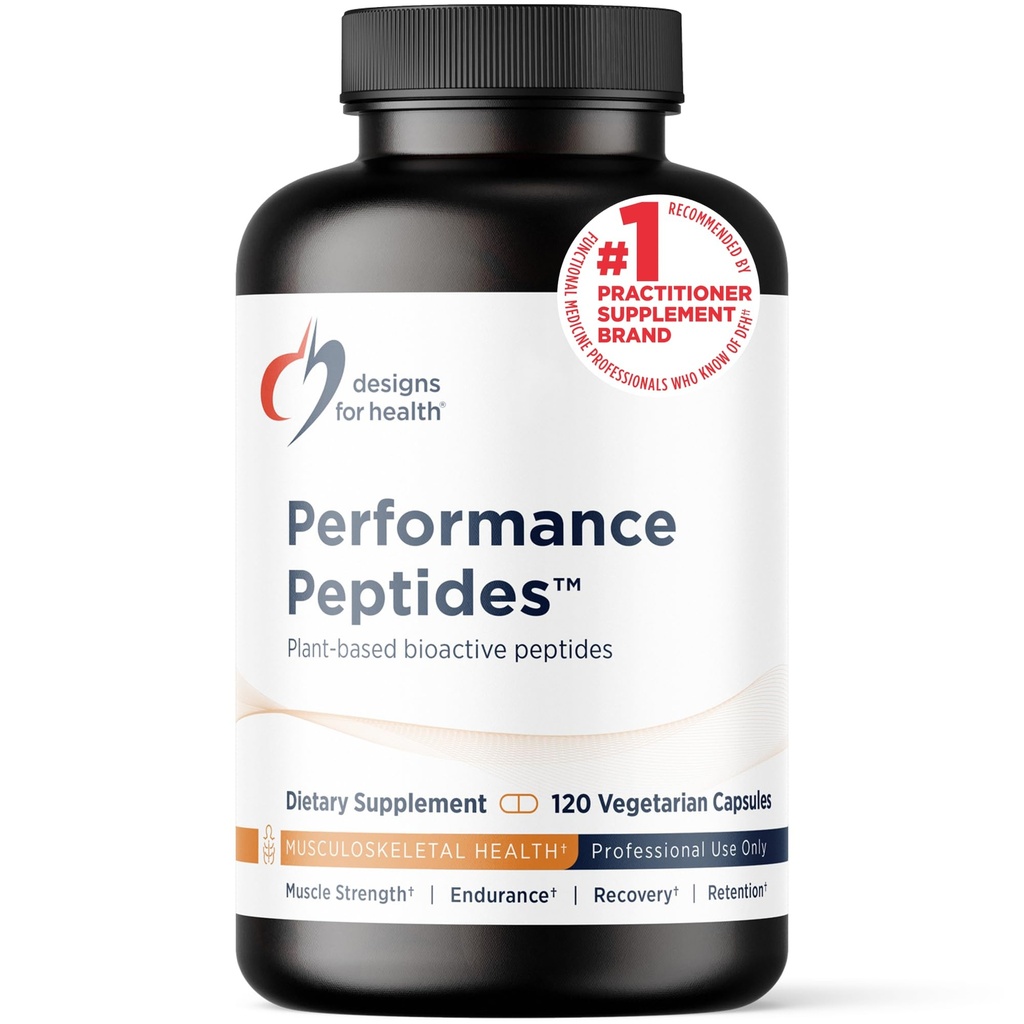 Conceptions pour la performance en santé Peptides - soutient la santé musculaire, le vieillissement en santé et la composition corporelle - Suppléments de récupération musculaire de peptide à base végétale (120 capsules)