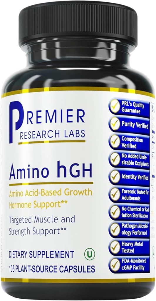 Premier Research Labs Amino HGH - HGH Ergänzungen für Männer, HGH Ergänzungen für Frauen, Aminosäuren, L-Arginin, L-Lysin, HGH Enhancer, Unterstützung Human Growth Hormone und Muskelwachstum - 105 Kapseln