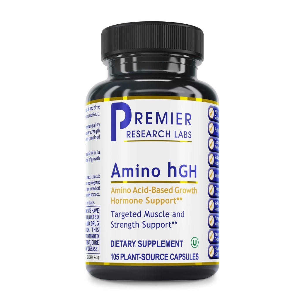 Premier laboratoire de recherche Amino HGH - Suppléments HGH pour les hommes, Suppléments HGH pour les femmes, Acides aminés, L-Arginine, L-Lysine, HGH Enhancer, soutenir l'hormone de croissance humaine et la croissance musculaire - 105 capsules