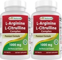 Meilleur complexe naturel L-Arginine L-Citrulline 1000 mg 250 comprimés (250 Nombre (paquet de 2))