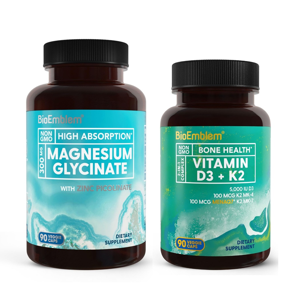 Glycinat de magnésium BioEmblem avec du zinc et de la vitamine D3 K2