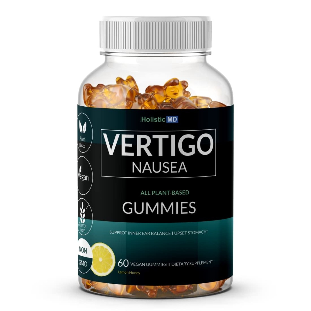 Vertigo Reliefprodukte klinisch untersucht Kudzu Gingko Astragalus Ginger Black Cohosh & Peony Blume | Nausea Vertigo Dizziness Relief | Pflanzenbasierte Formel Nicht GMO | Zitronengeschmack 60 Gummie