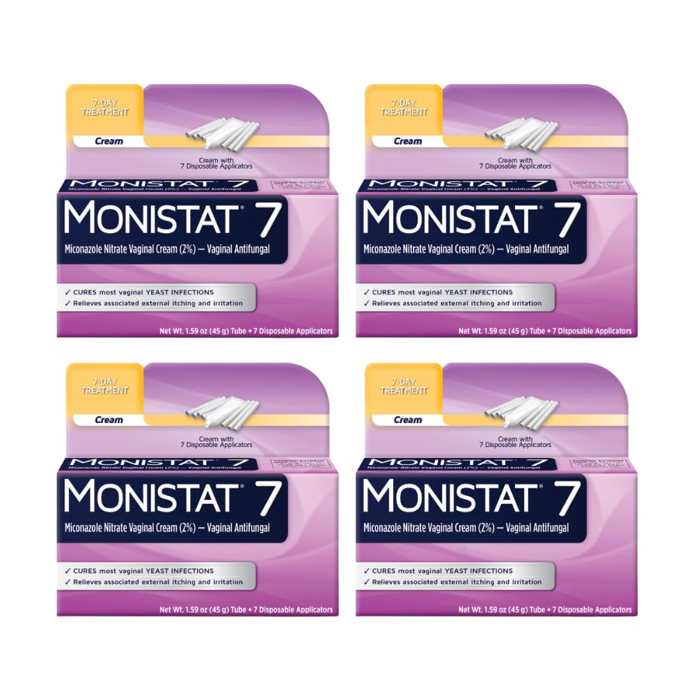 Monistat 7 Vaginal Cream with Disposable Applicators, 1.59-Ounce Tube (Pack of 4)