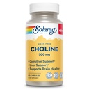 SOLARAY Choline 500 mg – Cognitive, Brain Health and Liver Support Supplement – Powerful Brain Supplement & Choline Source for Adults – Odor-Free, Vegan Liquid VegCaps – 60 Servings, 60 Capsules