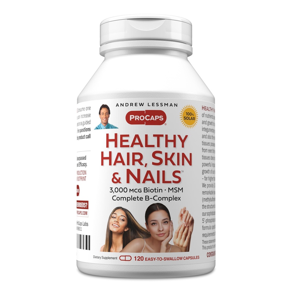 ANDREW MOINSMAN Santé des cheveux, de la peau et des ongles 120 Capsules - 5000 mcg Haute Bioactivité Biotine, B-Complex. Favorise une belle peau, des ongles forts. Pas d'additifs Vitamines de croissance capillaire Supplément Biotine