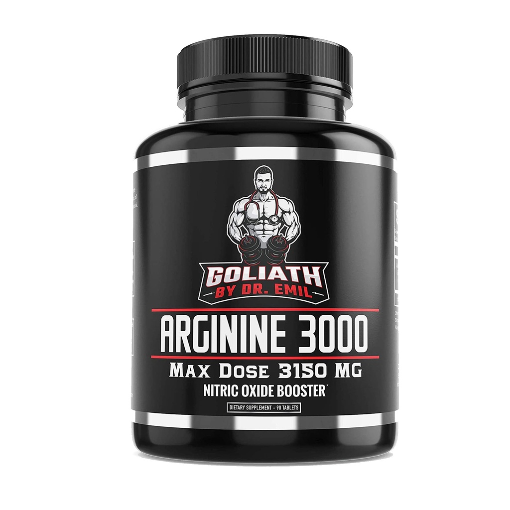Dr. Emil - L Arginin (3150mg) Höchste Kapseldose - Nitric Oxid Ergänzung für Vaskularität, Ausdauer und Herzgesundheit (AAKG und HCL) - 90 Tabletten