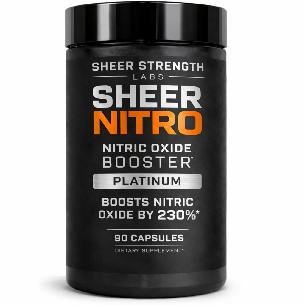 Sheer Strength Labs Nitric Oxide Supplement for Men - Clinically Tested for Pumps & Blood Flow - 270% More Nitric Oxide - Nitrosigine Supplement, S7 & Beetroot - Made in USA - 90 Capsules