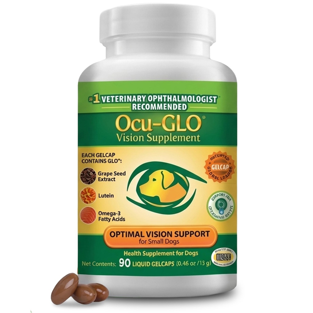 Supplément Ocu-GLO Canine Vision pour petits chiens 10 lb et moins de 90 capsules de gel liquide