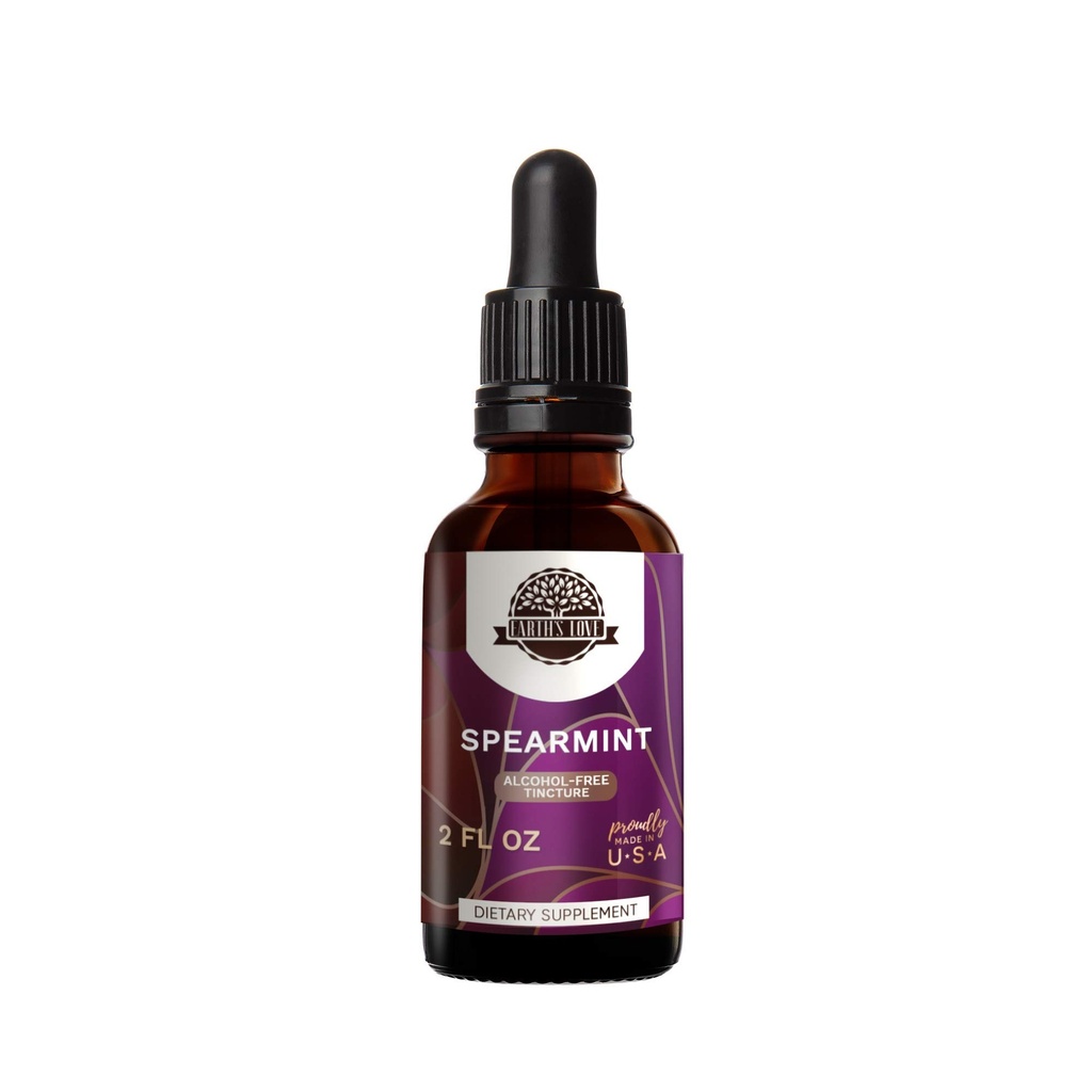 HerbEra Earth's Love - Spearmint Alcohol-Free Herbal Extract Tincture, Super-Concentrated Spearmint (Mentha spicata) Dried Leaf (2 fl oz)