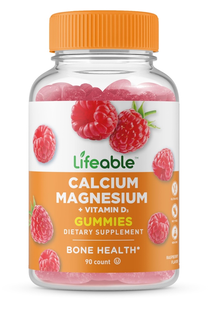 Lebensfähiges Kalzium-Magnesium und Vitamin D-Gummien | Großartiges Kalzium-Magnesium-Supplement | für die Knochengesundheit | Kalzium-Gummien für Erwachsene | 90 Gummie