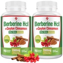 Supplément Berberine 1500mg - Premium Berberine HCl 97% Pureté Berberine Plus Pure Ceylan Cinnamon, Berberine haute puissance pour hommes femmes, Non-OGM Vegan 2Pack