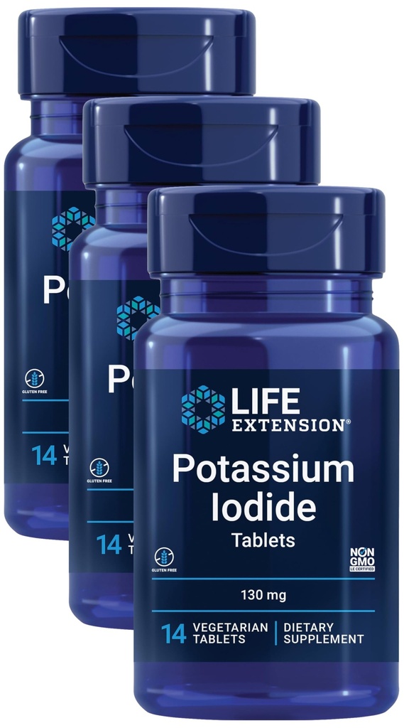 Extension de la durée de vie Iodide de potassium 130mg 14 comprimés (paquet de 3)