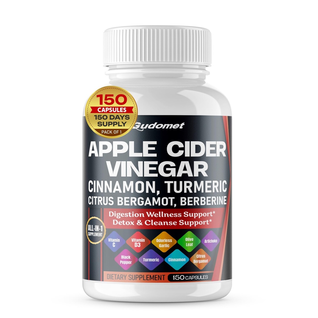 Apfel Apfelessig Ceylon Cinnamon Turmericless Knoblauch Olivenblatt Artichoke Schwarz Pfeffer -150 Kapseln- Made in USA