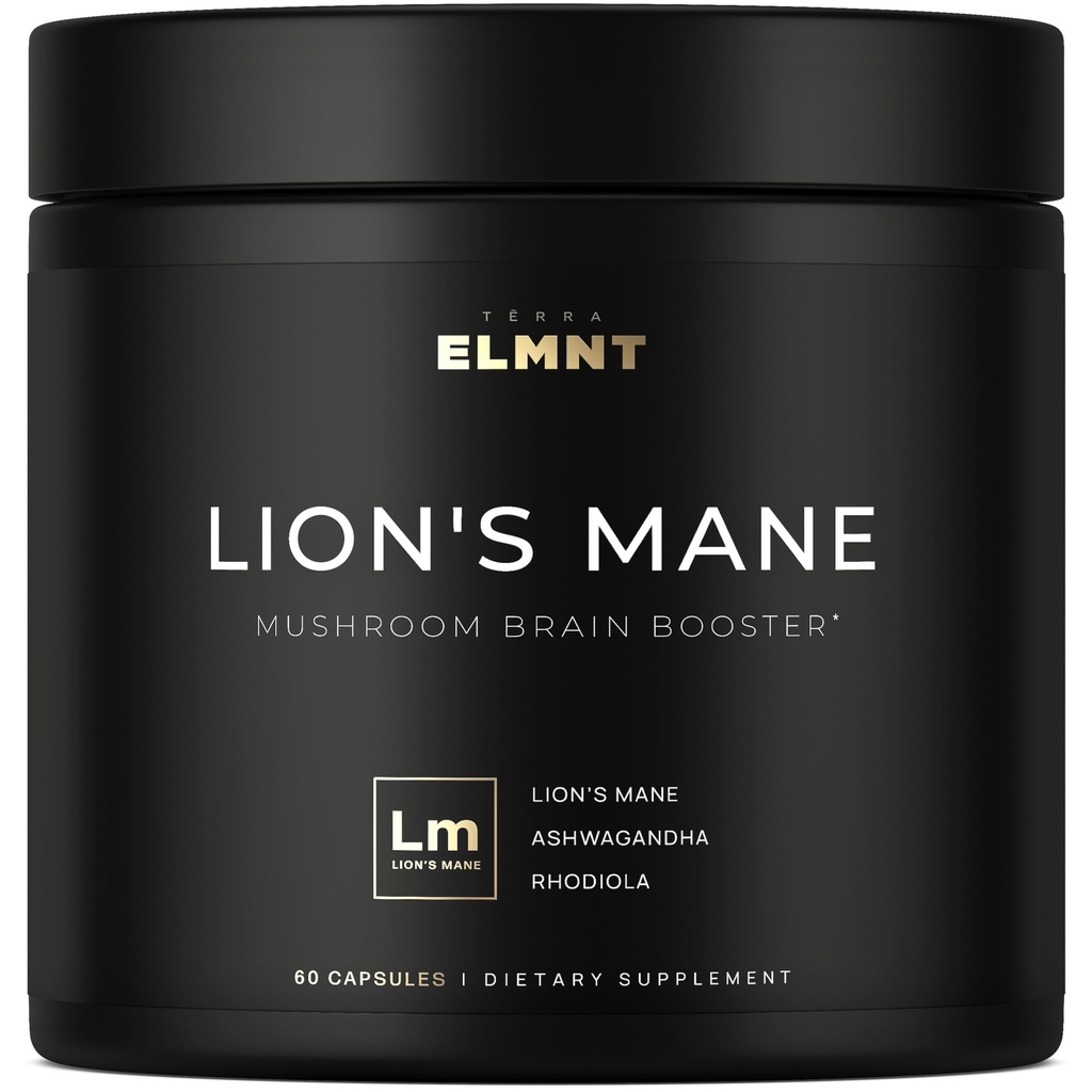 16x Stärke Lions Mane Supplement Kapseln Super Nootropic w. Ashwagandha & Rhodiola - Höchste Potenz 16:1 Lion's Mane Pilz Extrakt 50% Polysaccharide Gehirnergänzungen für Gedächtnis und Fokus