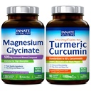 Vitalité innée Magnésium Glycinate & Turmeric Bundle, Haute Absorption, Hygiène articulaire, Muscle & Nerve, Extrait de poivre noir, Bundle & Save, 120 Capsules & 90 Capsule