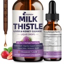 Milk Thistle Extract Liquid Drops für Leberreiniger Detox & Repair, 35-IN-1 Nierenunterstützungsergänzung mit Artichoke & Dandelion für Urinary Tract, Blase, Vegan, Non-GMO, Erdbeeren Flavor, 2 FL OZ