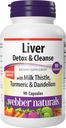 Webber Naturals Détox du foie et nettoyage avec le chardon de lait silymarin, l'extrait d'artichaut, de curcuma et de dandelion, 90 capsules, supplément à base de plantes, soutien digestif, produits laitiers et sans gluten