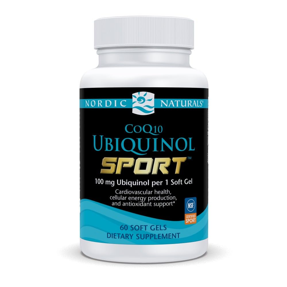Nordic Naturals Nordic CoQ10 Ubiquinol Sport - 60 Mini Soft Gels - 100 mg Ubiquinol - Herzgesundheit, Physische Leistung, Cellular Energy Production - Non-GMO - 60 Servietten