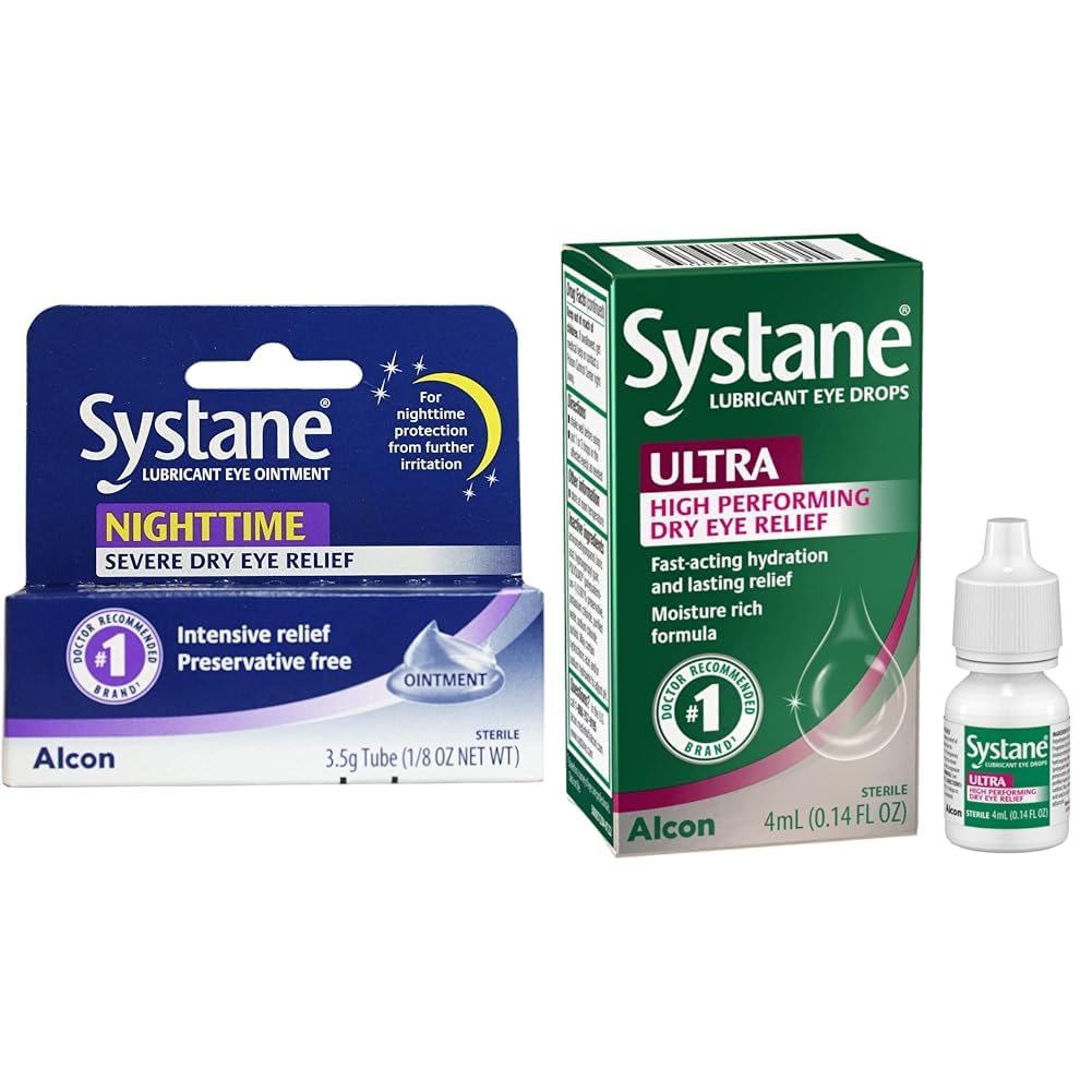 Systane Nacht Schmiermittel Augensalbe 3,5g Tube & Ultra Schmiermittel Augentropfen,0.14 FL Oz (Paket von 1)