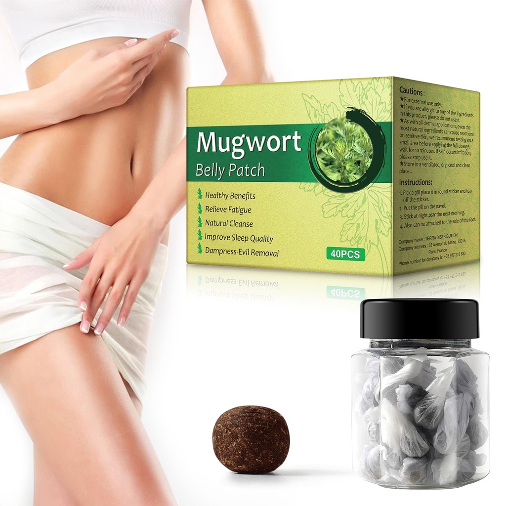40pc Mugwort Navel Sticker-Natural Wormwood Essence Pillen und Bauch Sticker, Gesunde Moxibustion Bauch Sticker,Natural Cleanse Dampness-Evil Removal, Lindern Müdigkeit,Verbessern der Schlafqualität