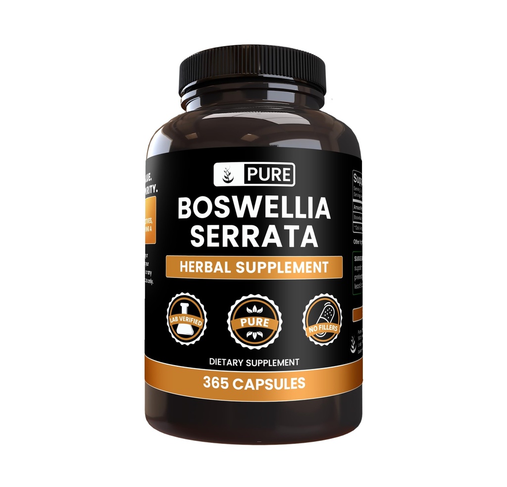 Pure Original Zutaten Boswellia Serrata (365 Kapseln) Kein Magnesium oder Reisfüller, Immer rein, Lab Verifiziert