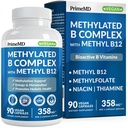 Methylierter B-Komplex mit Methylfolat und B12 Methylcobalamin 1000 mcg - Methyliertes Multivitamin für Energie, Gehirnfunktion und Wellness - Vitamin B-Komplex für Männer und Frauen (90 Servierungen) (Pack von 1)