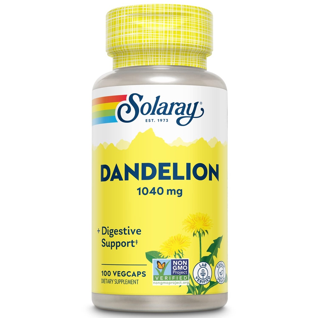 SOLARAY Dandelion Root | Gesunde Lebende, Nieren, Verdauung & Wasser Balance Unterstützung | Non-GMO, Vegan, 100 VegCaps, 50 Serv