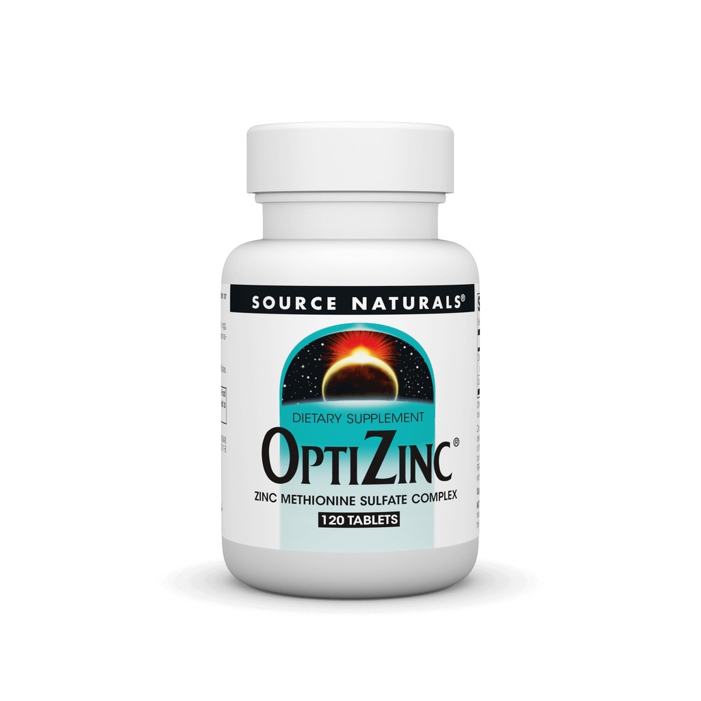 Source Naturals OptiZinc Zinc Complexe de sulfate de méthionine et complément alimentaire* - 120 comprimés