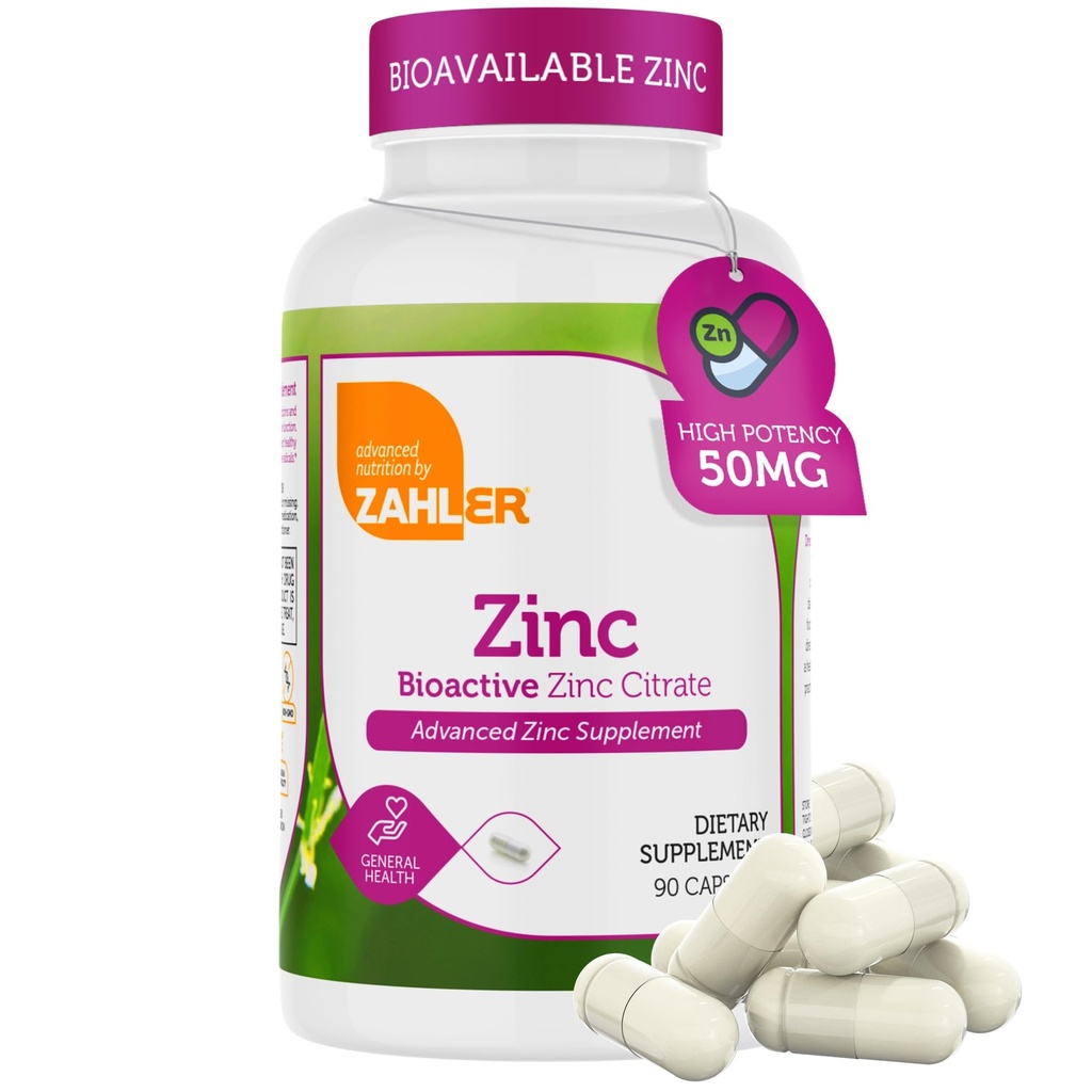Zahler Zink 50 mg, unterstützt Immun- und Antioxidantienschutz, zertifiziert koscher, 90 Kapseln