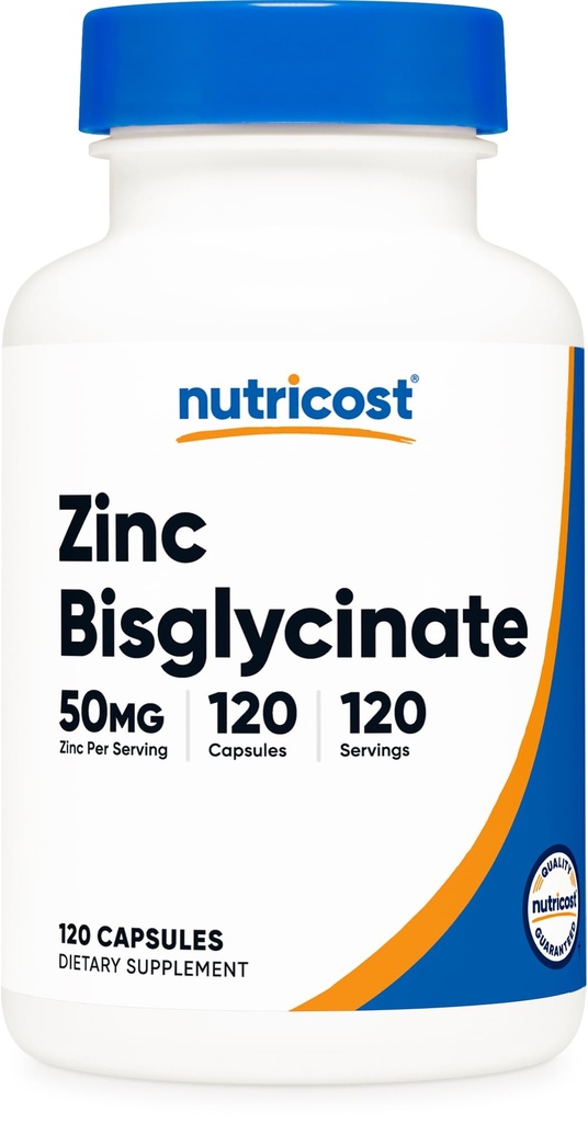 Nutricost Zinc Bisglycinat (50mg) 120 Vegan Kapseln - GMO-freie, glutenfreie Ergänzung