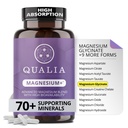 Qualia Magnésium+-Formulé par le docteur. Formule premium haute biodisponibilité de 10 formes de magnésium et de minéraux 70+