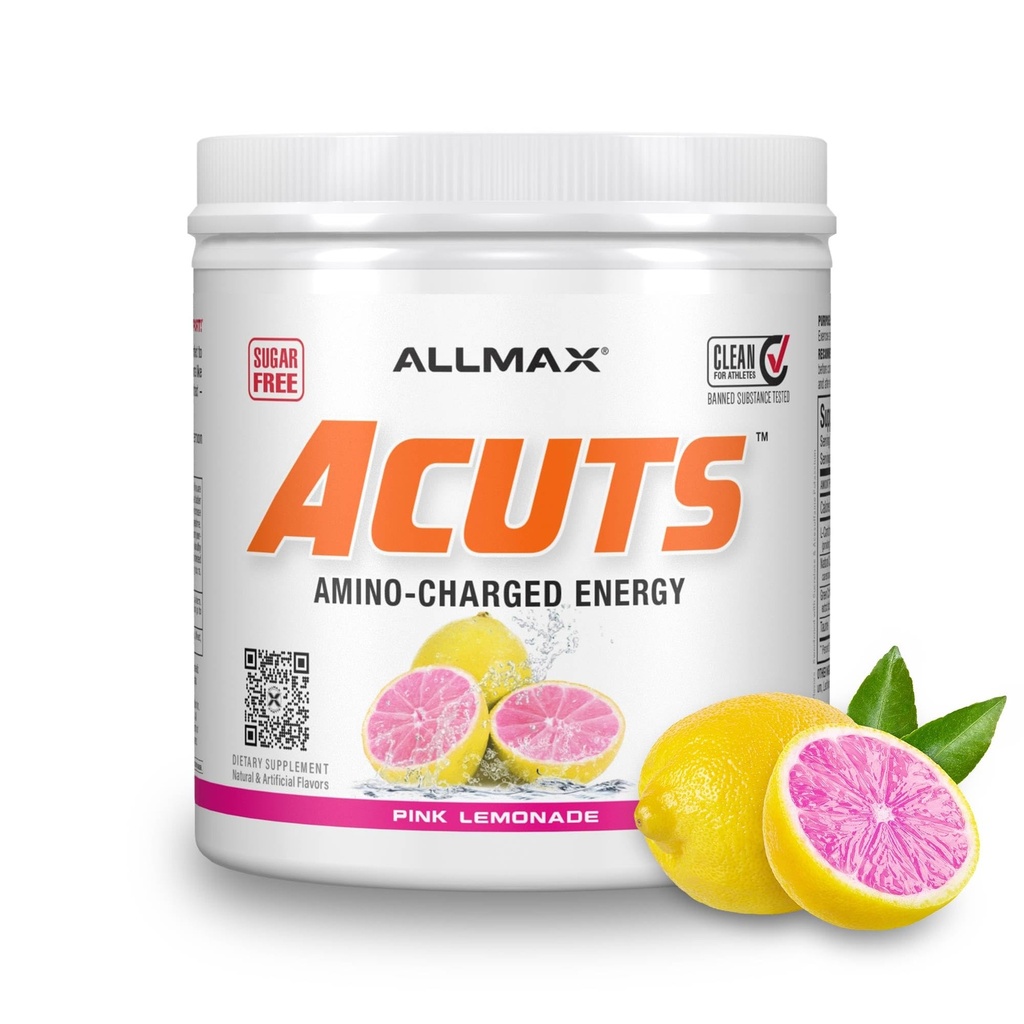ALLMAX Nutrition AMINOCUTS (ACUTS), Amino-Charged Energy Drink mit Taurine, L-Carnitin, Green Coffee Bean Extract, Pink Lemonade, 30 Portionen