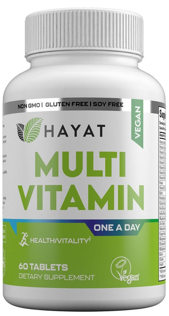 Vitamine Vegan Natürliches Multivitamin, Tägliche Vitamine mit Vitamin A, C, D, E, B1, B2, B3, B6, B12, Biotin, Zink und mehr, 2 Monate Versorgung, Alle Natürliche, zertifizierte Halal, 60 Tabletten, Made in USA