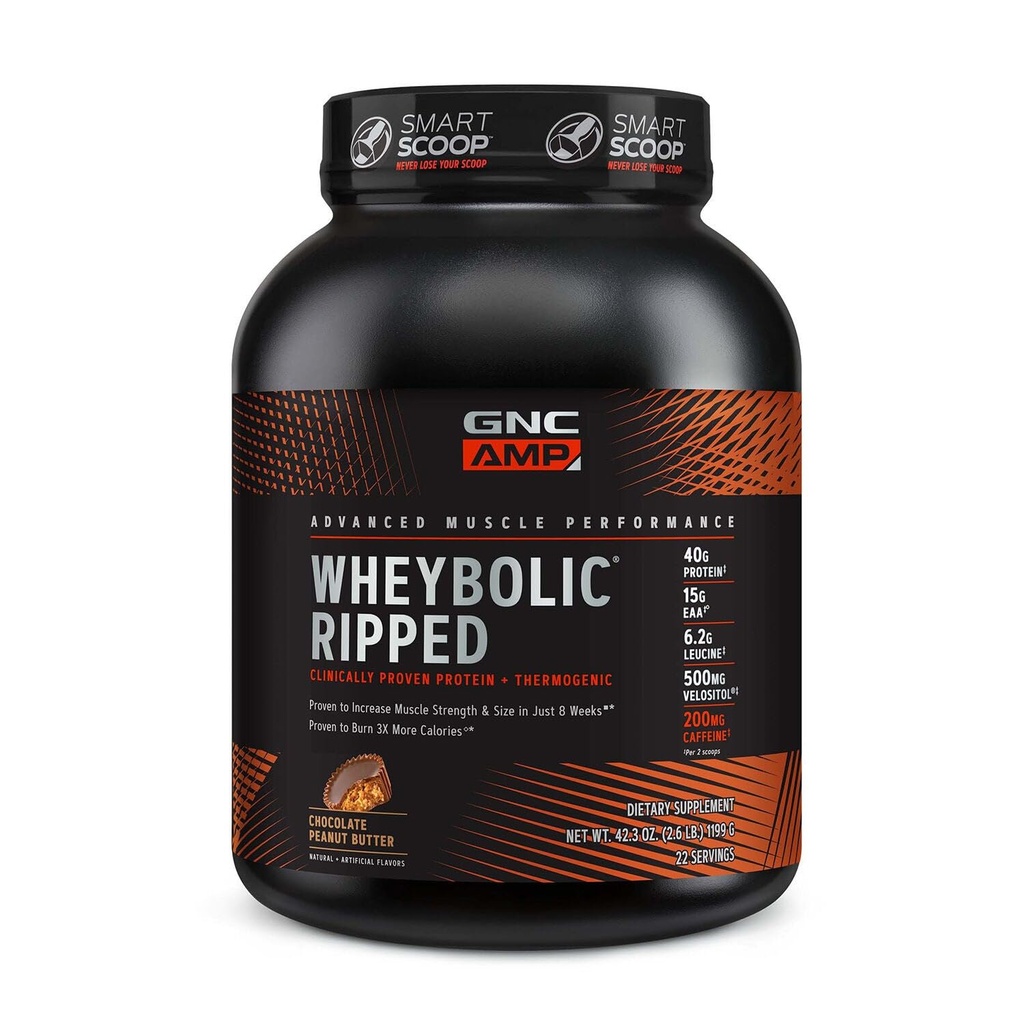 GNC AMP Ripped Wheybolic - Beurre d'arachide au chocolat (22 portions)