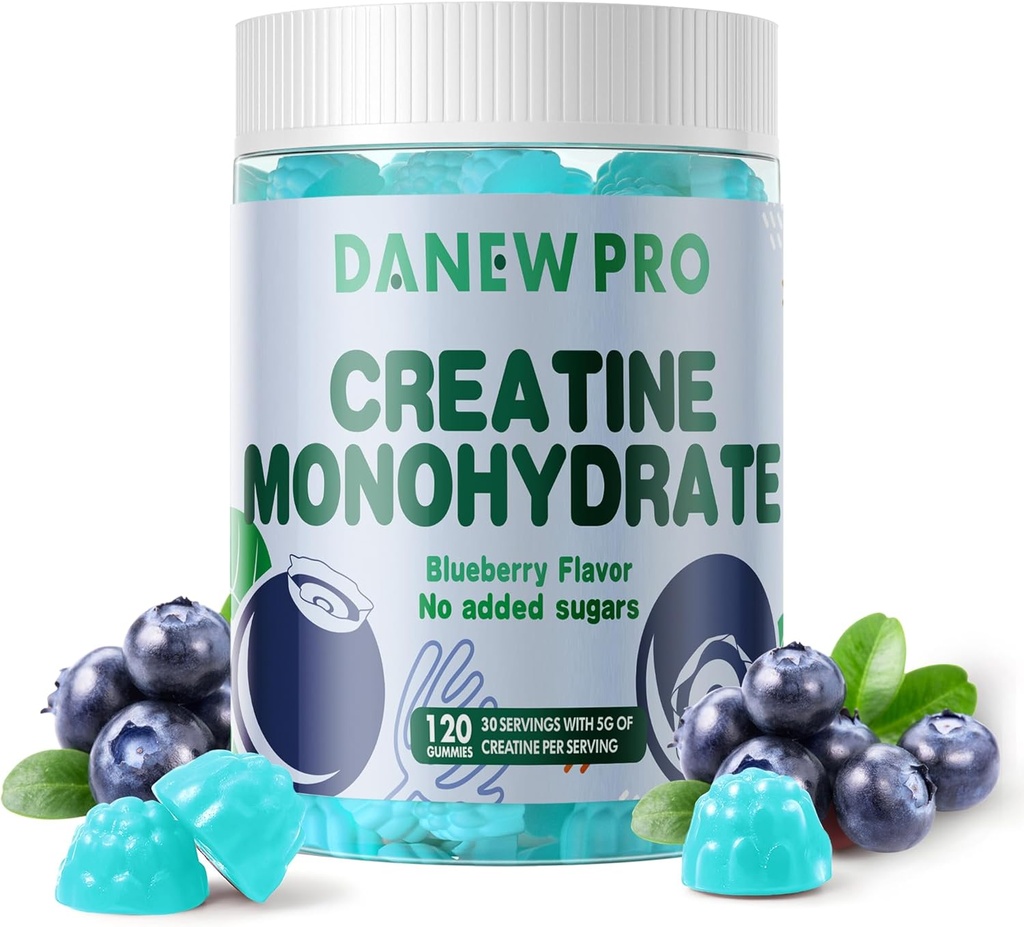 Kreatin Monohydrat-Gummi 5000mg für Männer & Frauen, Kreatin Monohydrat für Muskelkraft, Muskel-Erbauer, Energie-Boost, Pre-Workout-Ergänzung (120 Count)-Blueberry Flavor