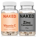 NAKED Zink Carnosin 17mg (60 Kapseln) Vitamin C 500mg (90 Kapseln) - Vegan; Nicht-GVO; Glutenfrei; Tägliche Immun- und Magenunterstützung