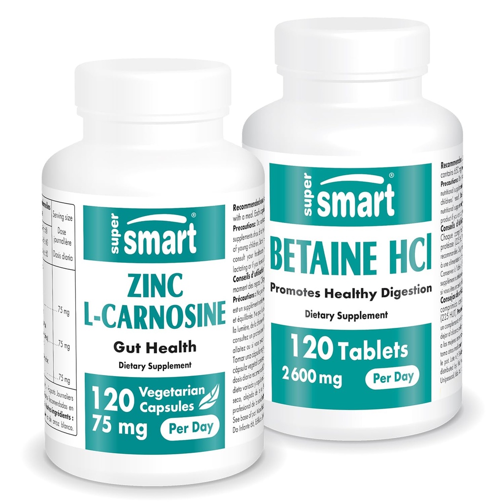 Supersmart - Zinc L-Carnosine + Bétaïne HCl Bundle (Santé Gastrique)